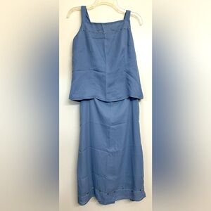 Hilliard and Hanson 2 piece. Tank top and pencil skirt. Lt. Blue w/embroidery